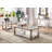 Forsyth Transitional Rectangular Sofa Table with Bottom Shelf in Antique Silver & Clear Glass