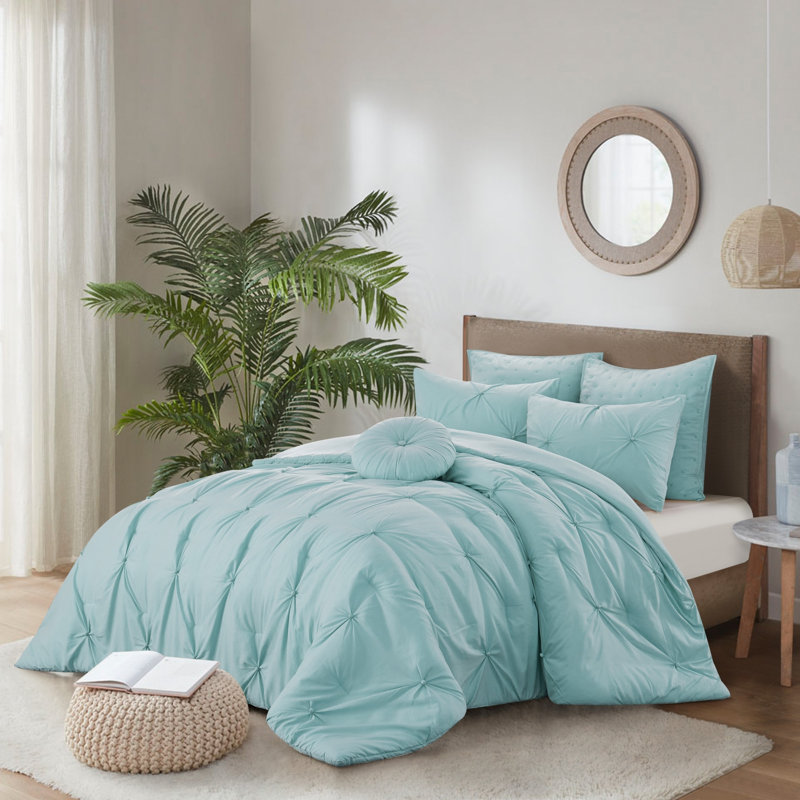 Ensemble d'édredon en duvet bleu 140 fils, Grand lit