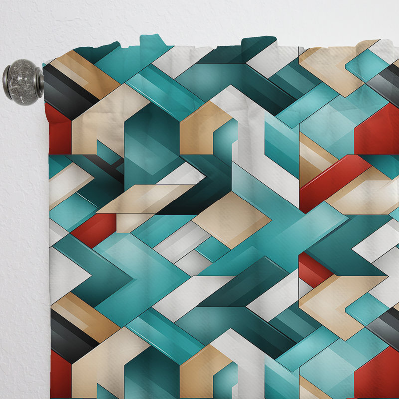Teal Modern Geometric Tiles III - Rideau en velours moderne - obscurcissant - 1 panneau, L 52 po x L 90 po
