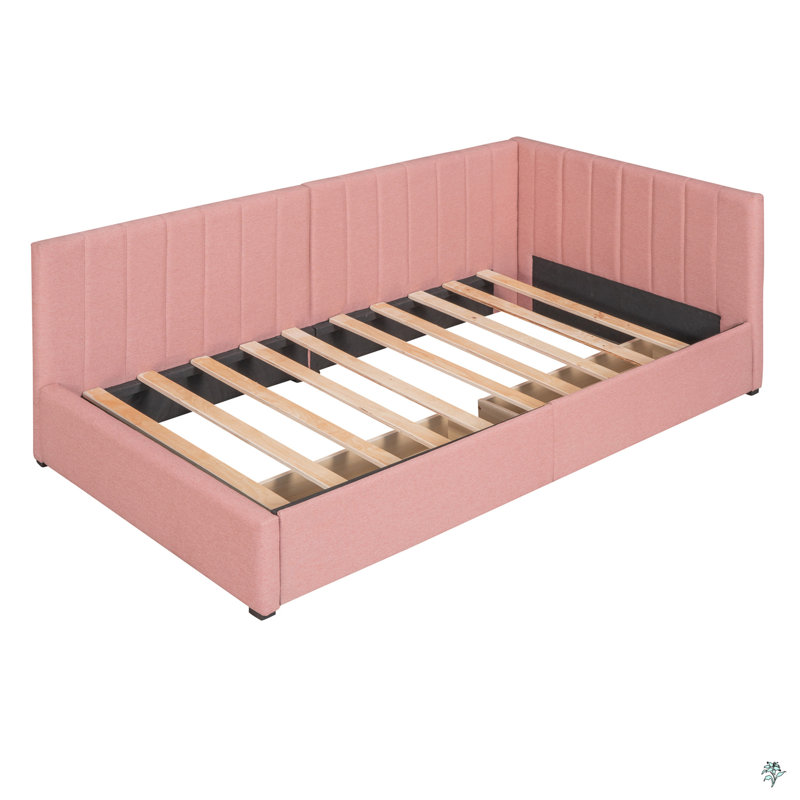 Upholstered Daybed With 2 Storage Drawers Twin Size Sofa Bed Frame No Box Spring Needed, Linen Fabric
