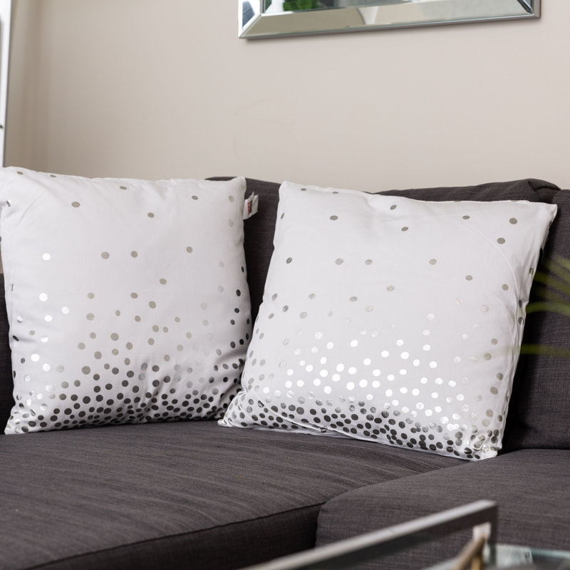  Square Cotton Pillow Cover & Insert, Silver