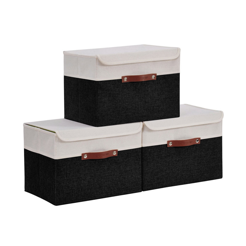 Ensemble de boîtes en tissu, Noir / blanc