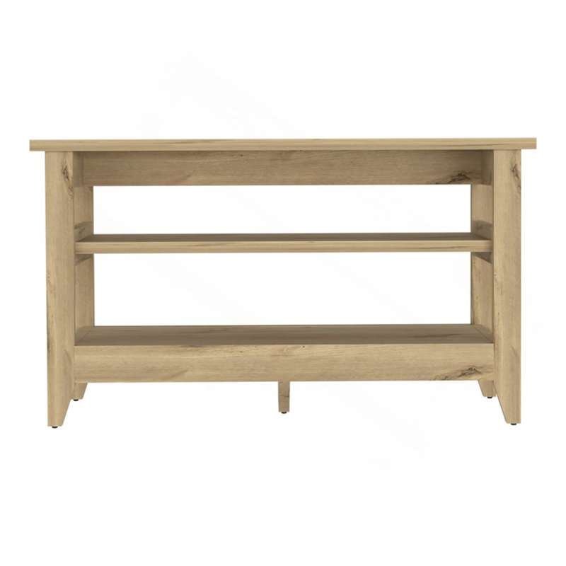 Storage Bench, Two Open Shelves, Light Oak