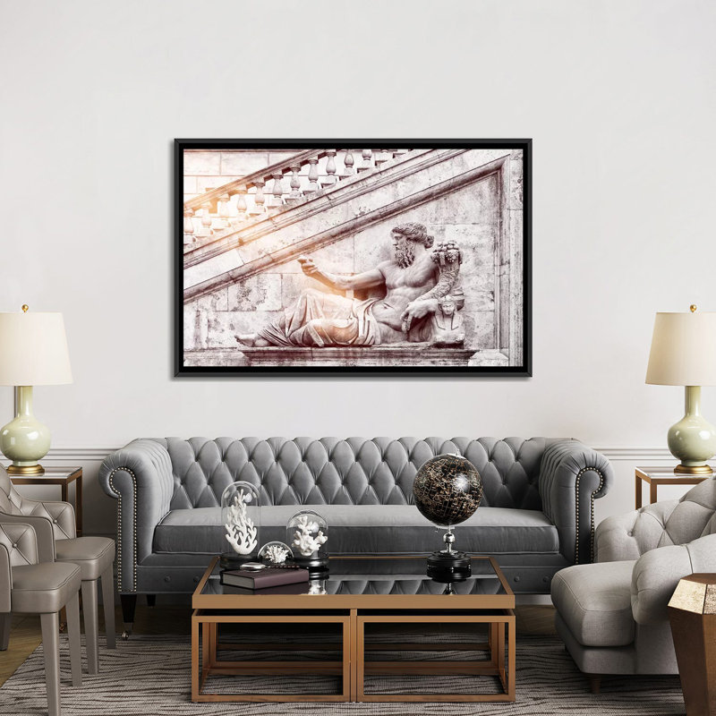 Statue romaine par Philippe Hugonnard - impression sur toile tendue, H 18 po x l 26 po x P 1,5 po, Toile avec cadre noir