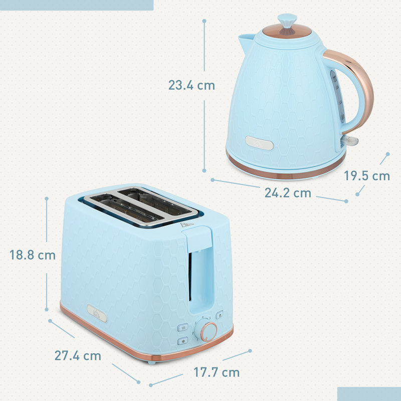 Kettle and Toaster Set, Light Blue