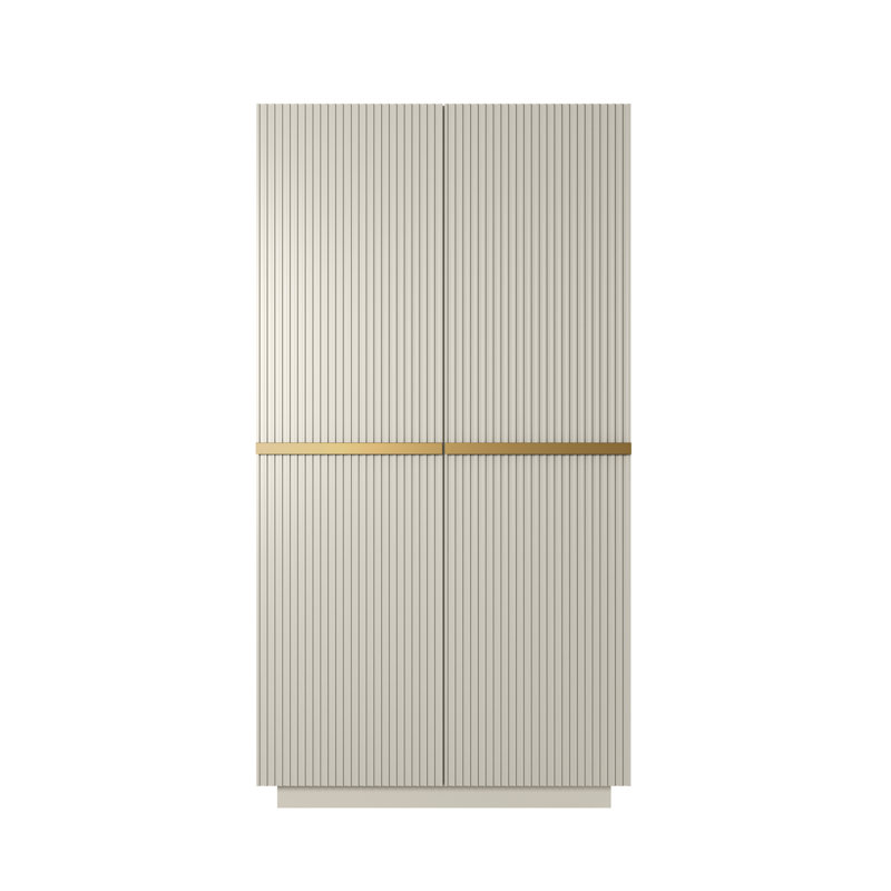 Badal Manufactured Wood Wardrobe, Beige/Gold