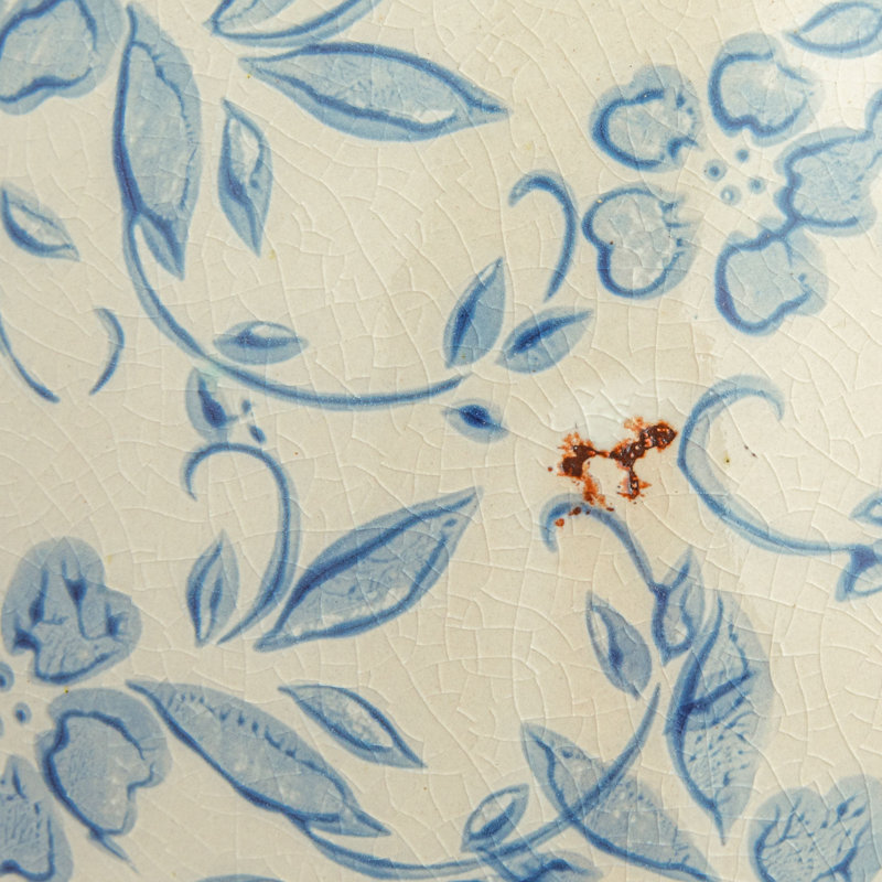Dolohov Round Decorative Terra-cotta Vase with Transferware Pattern