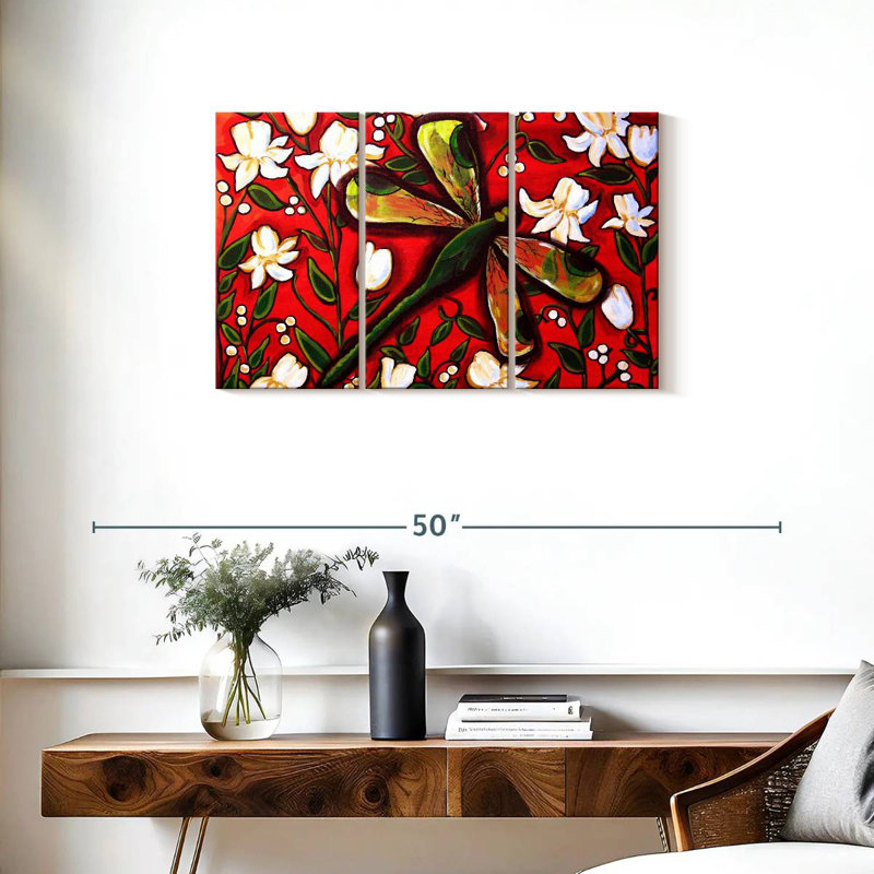 Dragonfly On Red, 20" H x 33" W