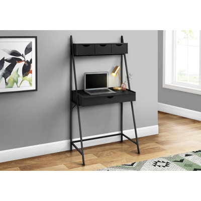 Bureau d'ordinateur, bureau personnel, ordinateur portable, incliné, tiroirs de rangement