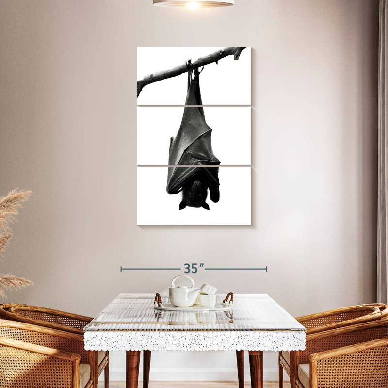 Brampt Monochrome Upside Down Bat, 45" H x 28" W