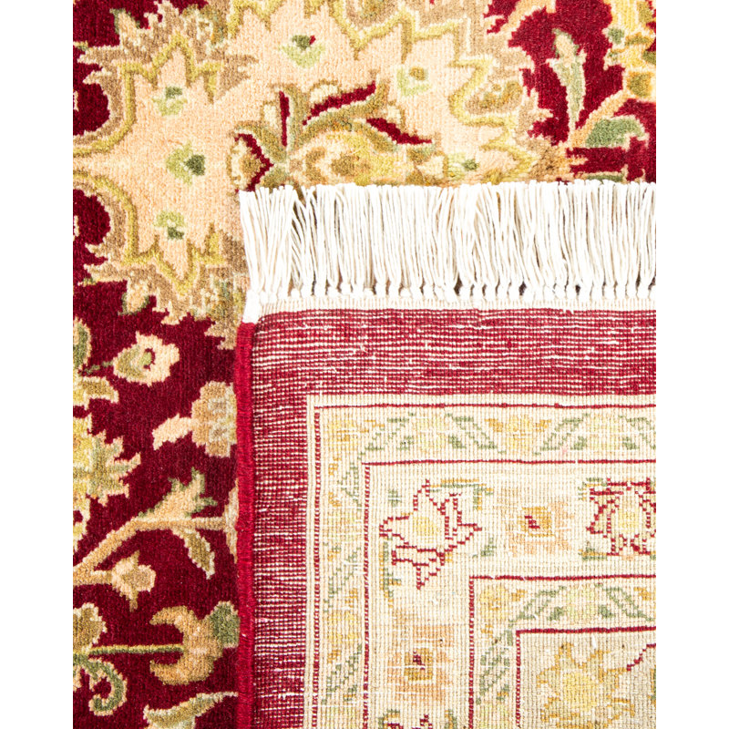 Handmade Red and Tan Wool Rectangular Area Rug
