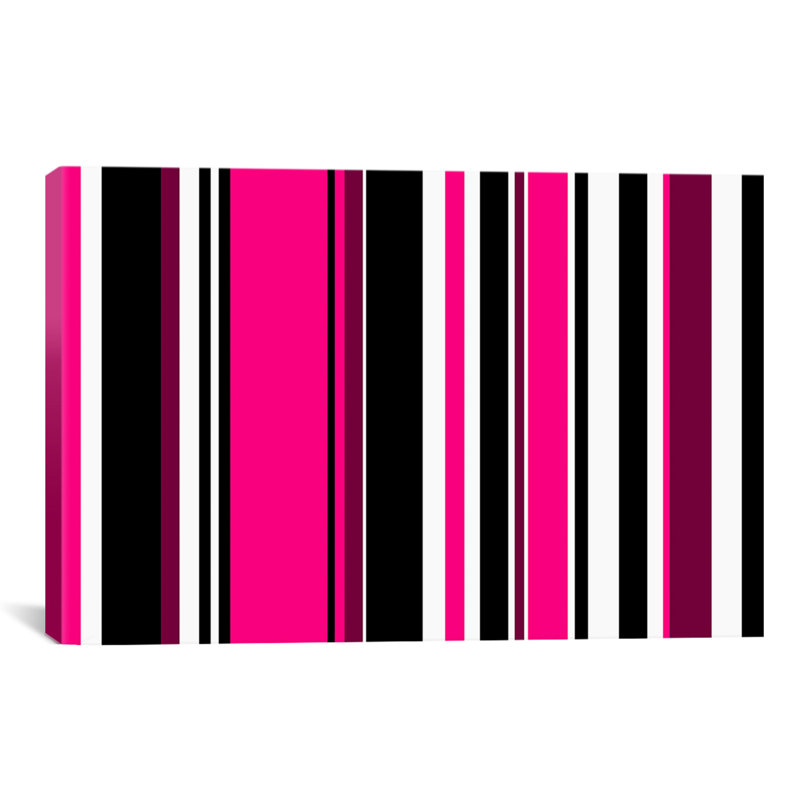 « rayures rose foncé sur noir »-impression sur toile tendue Falsterbo, H 18 po x l 26 po x P 1,5 po, Toile tendue