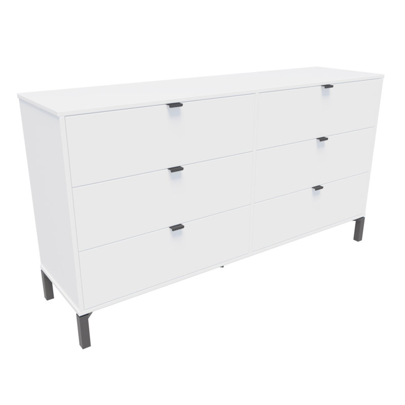Commode double 6 tiroirs l 59 po, Blanc