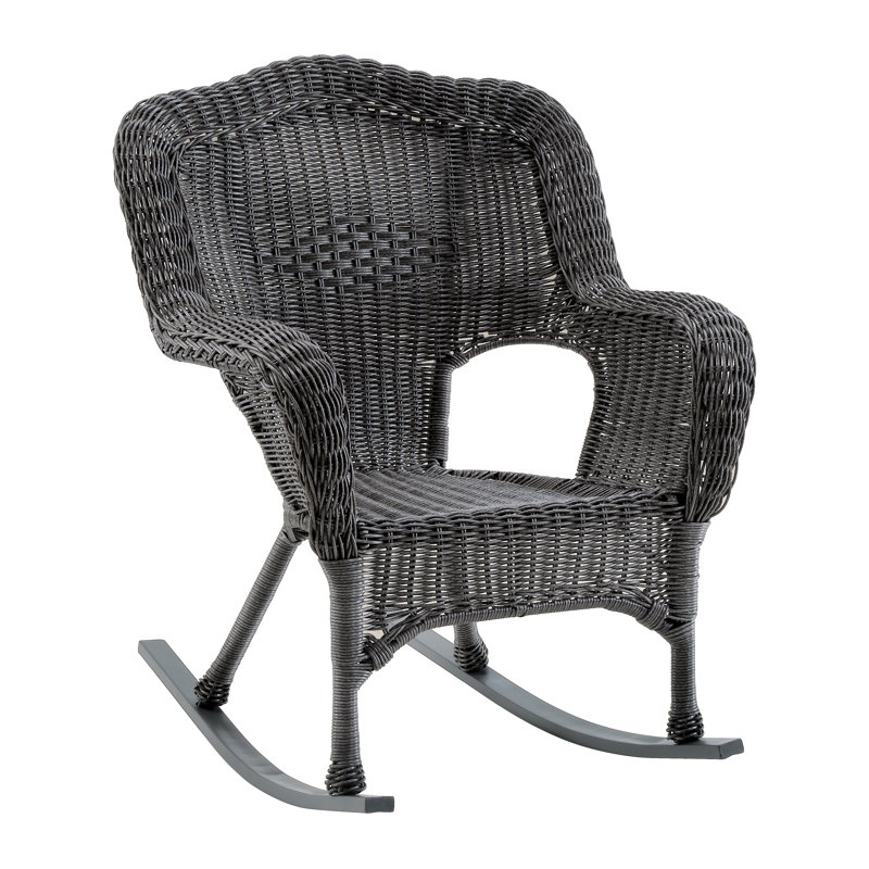 Chaise berçante de patio en résine Hishen, Noir antique