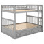 Lit superposé convertible au-dessus d'un lit superposé avec tiroirs - chambre à coucher grise avec tiroirs Easy-Roll, structure en bois massif-794321485-794321487