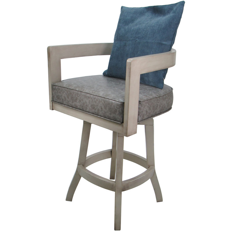 Vinyle en marbre Coray - coussin bleu, Beige, Gray, Tabouret de comptoir (siège d'une hauteur de 26 p