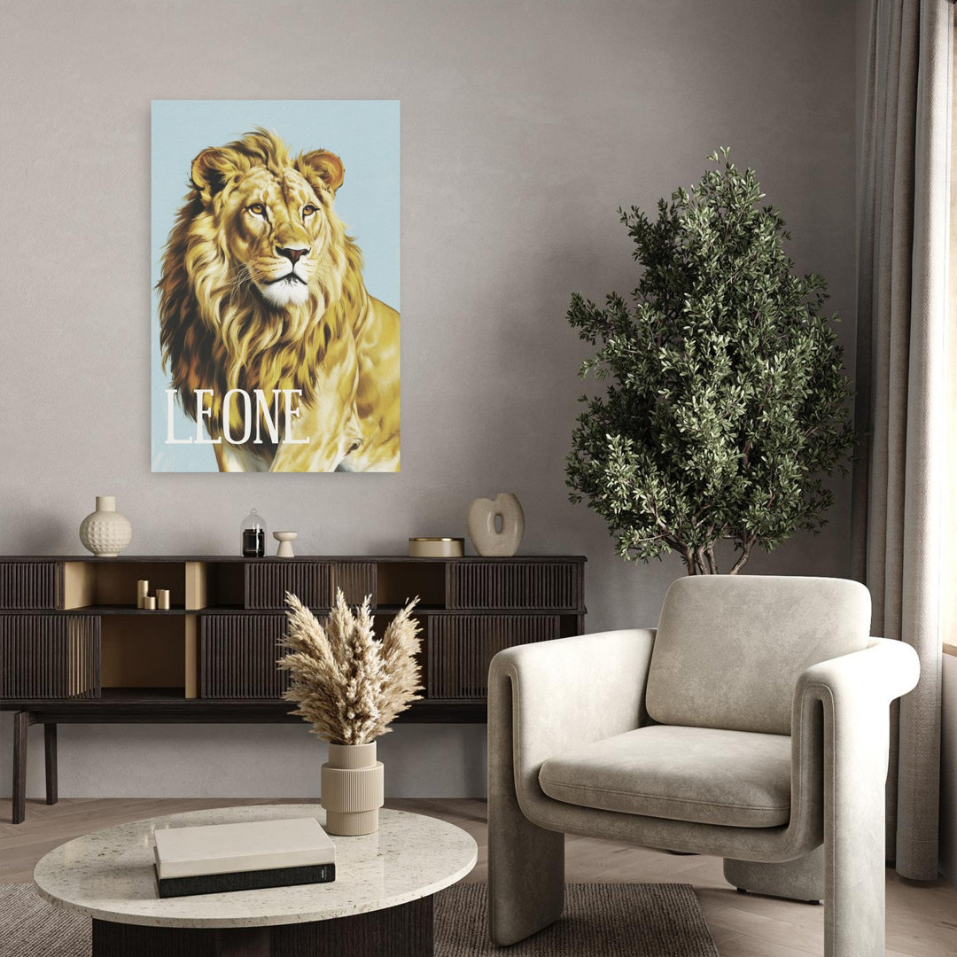 Majestic Lion Portrait Contemporary Wall Art Print