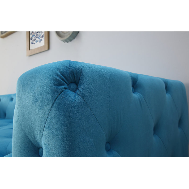 Ossett 87.4'' Velvet Sofa, Teal Blue Velvet
