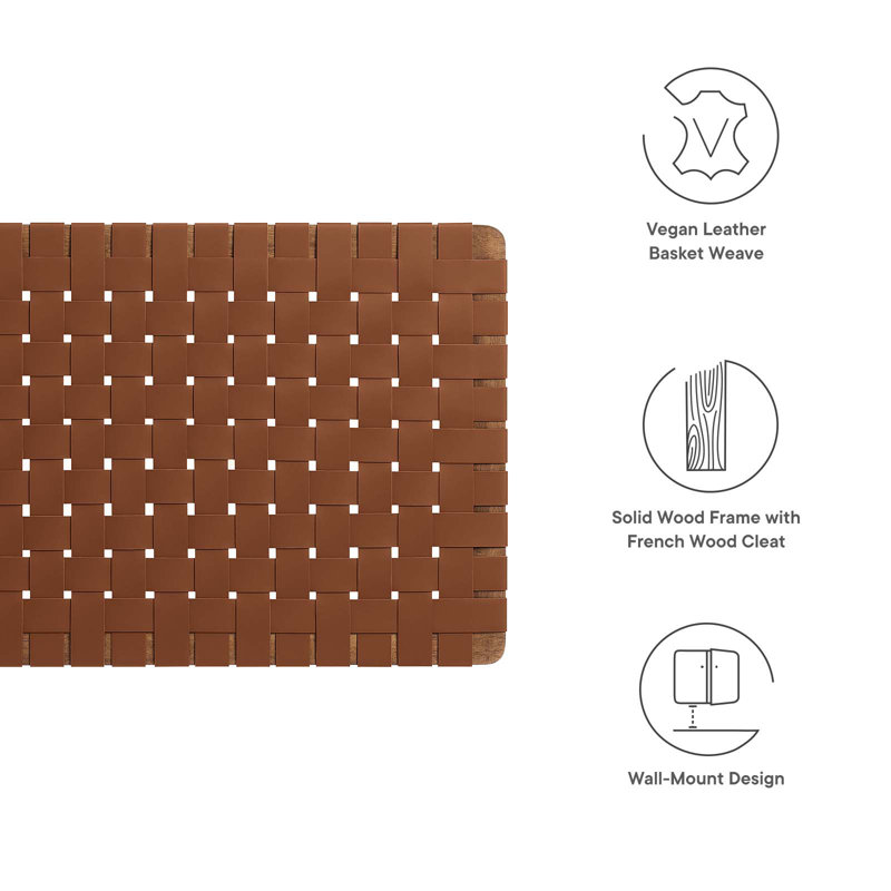 Walnut Brown Faux Leather Woven Twin Headboard