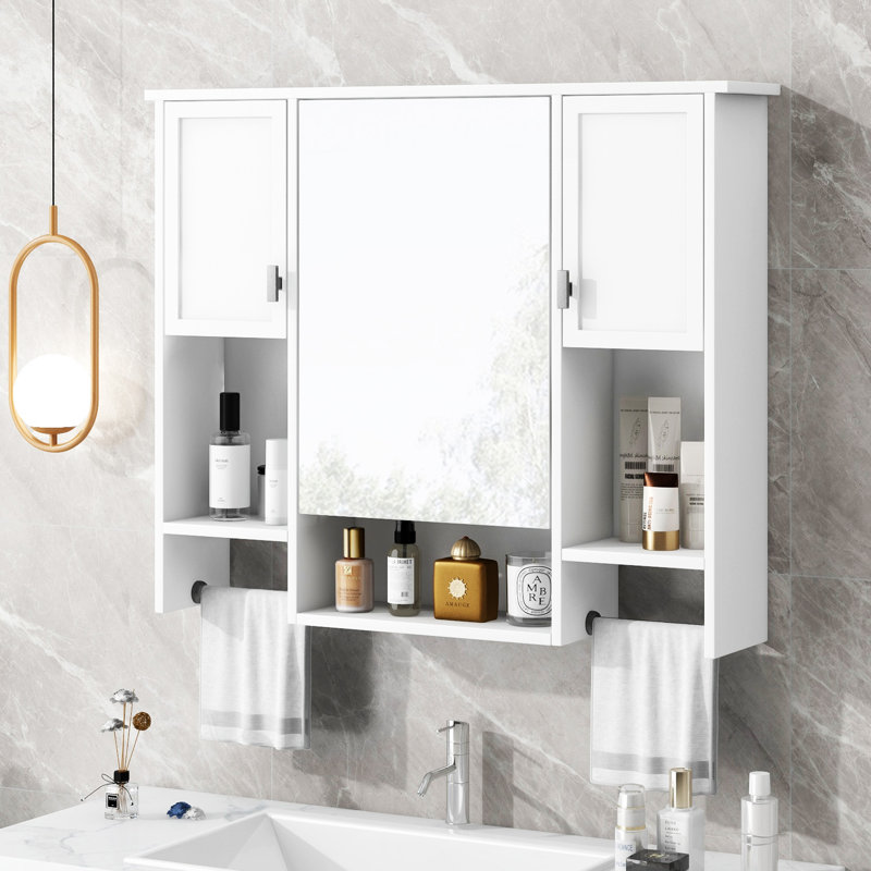 Armoire de rangement murale moderne 35 po x 28 po, Blanc