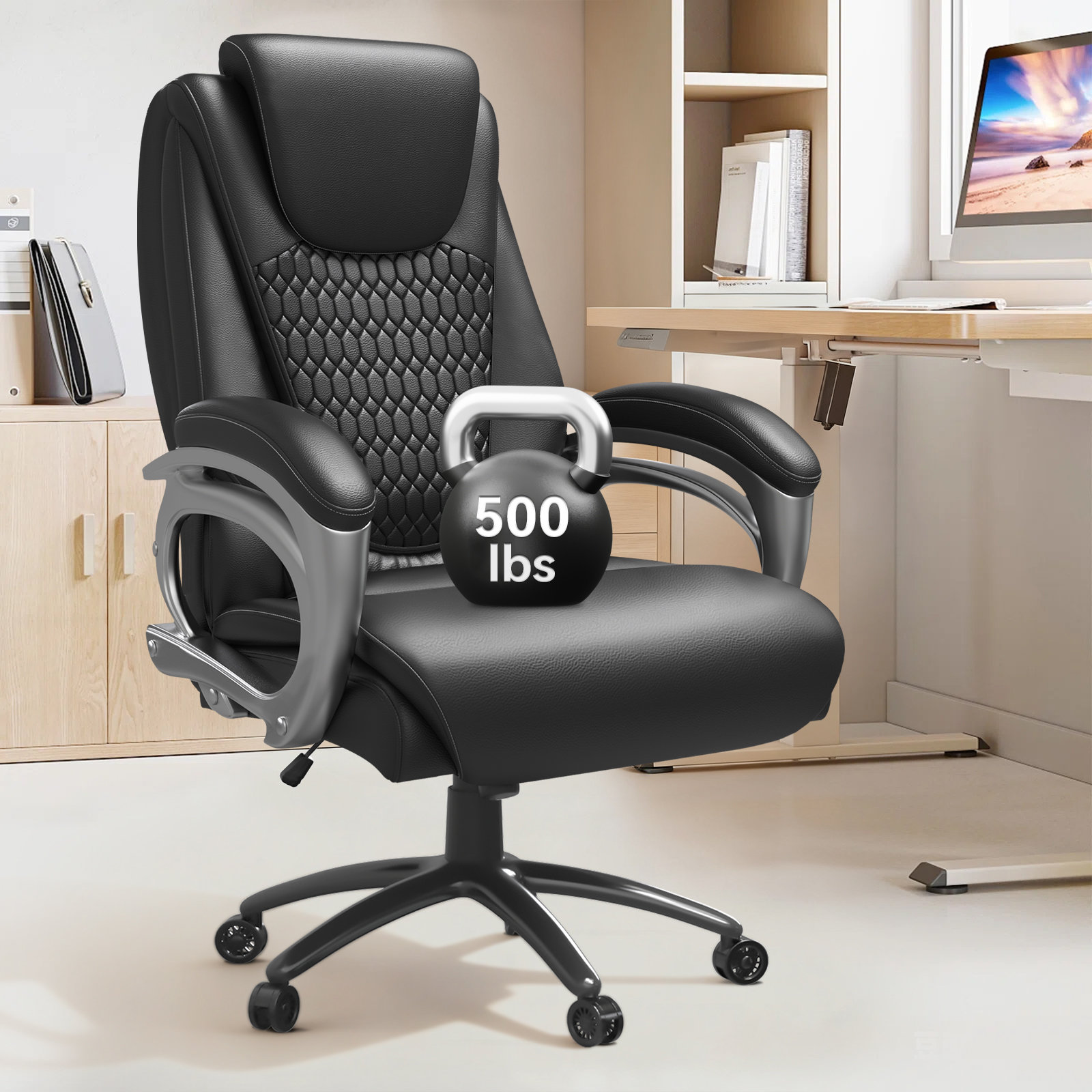 Ebern Designs Aime Heavy Duty High Back Pu Leather Desk Chair ...