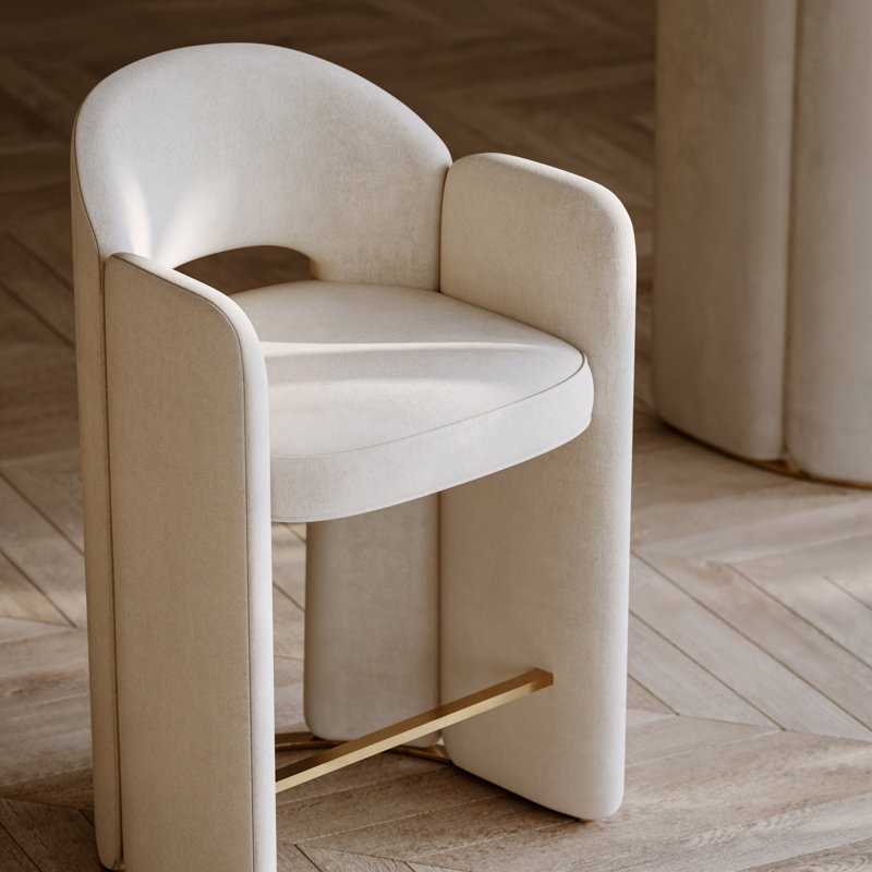 Overlap Bar Stool Ivory, Bar Stool (30” Seat Height)