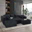 (Old SKU: W3163S00042) Canapé modulaire en U modulaire 8 pièces, grand canapé convertible avec méridienne et lit surdimensionnés, revêtement en velours côtelé de luxe, aucun assemblage requis, noir