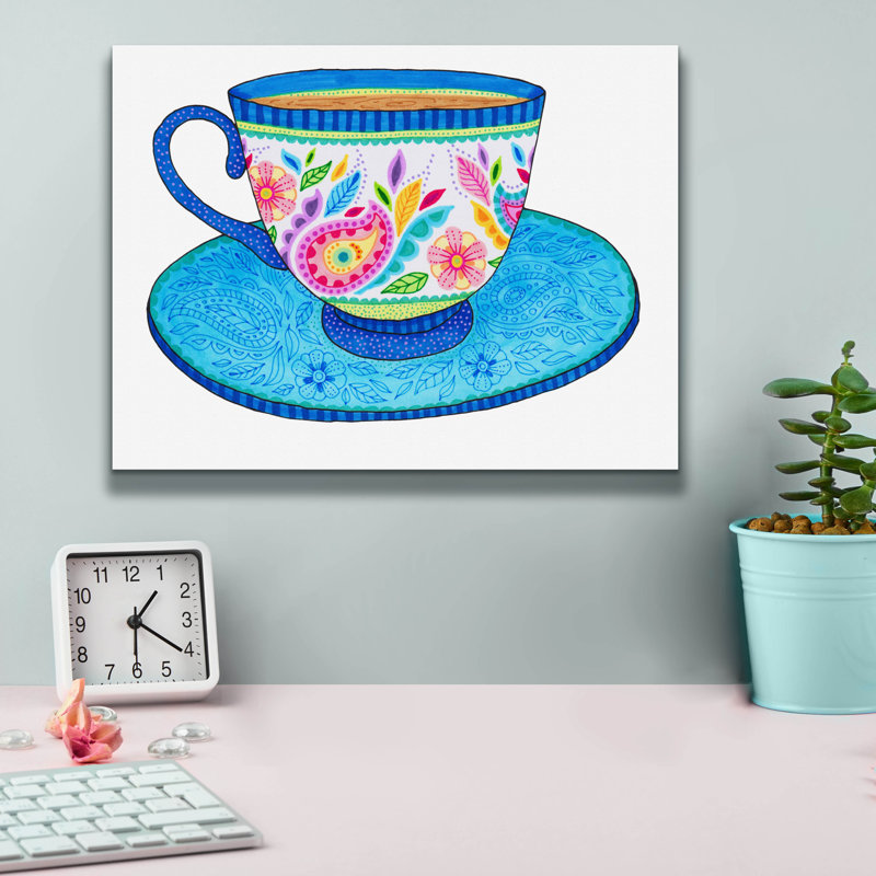 «Marker Only Teacup» par Hello Angel, art mural sur toile, H 12 po x l 16 po x P 0,75 po