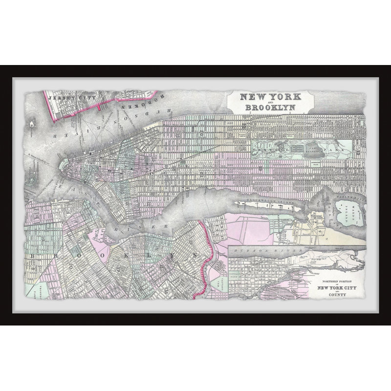 " Brooklyn Map " by Marmont Hill, 30" H x 45" W x 1.5" D