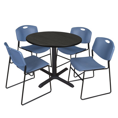 Regency Cain Round Breakroom Table & 4 Zeng Stack Chairs