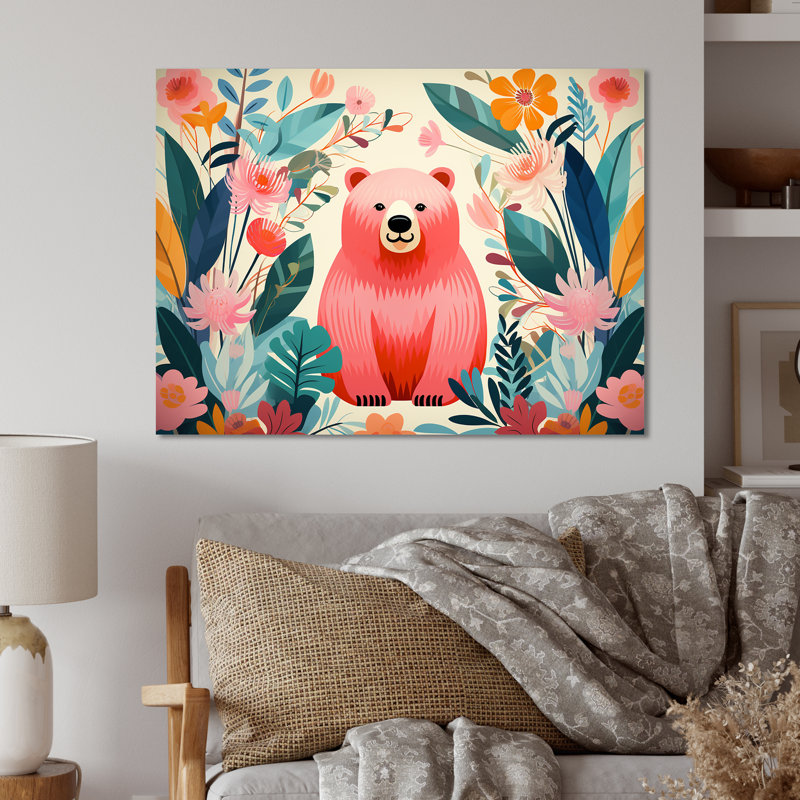 Art mural en métal rose, ours tropical Harmony I, H 12 po x l 20 po x P 1 po