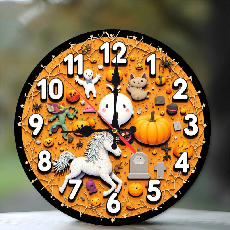 Momie licorne sur horloge d'Halloween