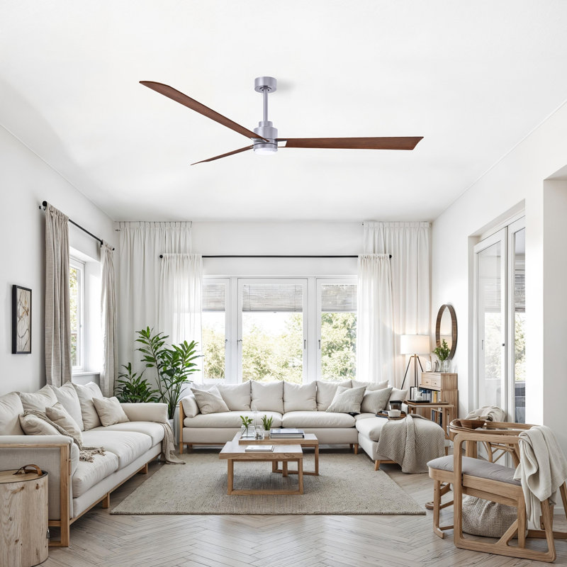 Ventilateur de plafond Alessandra 72, Nickel brossé, Noyer