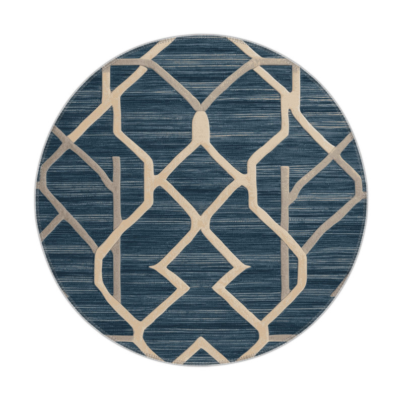Trellis Gray Indoor and Outdoor Area Rug, Round 5'