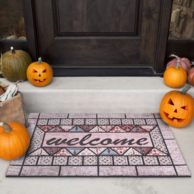 Tapis d'entrée anti-dérapant Bungalow Rose, Simple