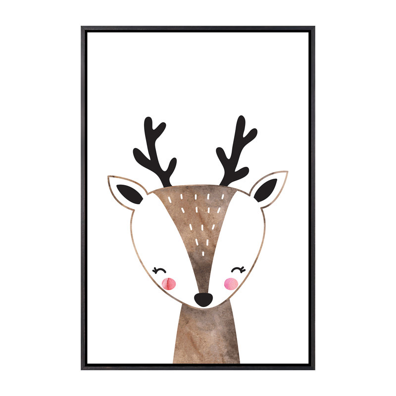 Scandi, impression d'art graphique, Toile avec cadre noir patiné, Pas de tapis, H 26 po x l 18 po x 1,5 po