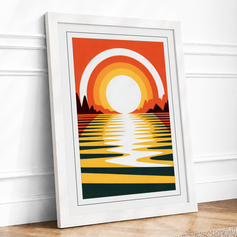 Sunset Over Water Art Deco - Print, A4 - 29.7 x 21.0 cm, White
