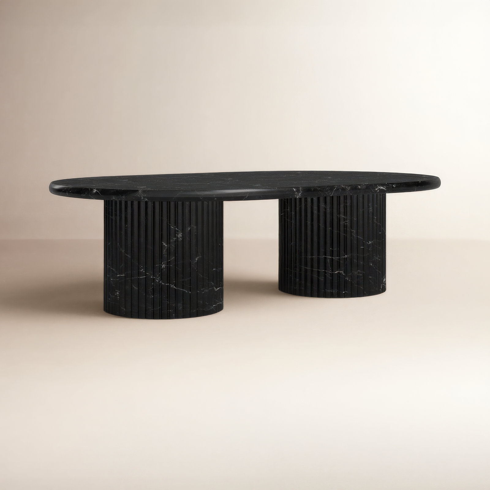 Verbana Single Coffee Table, Black Scalloped