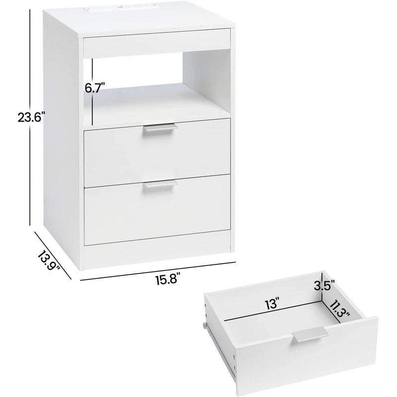 Led Nightstands Set Of 2, White