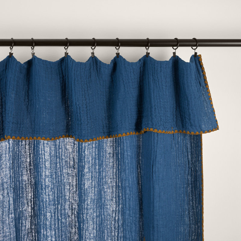 Cotton Blend Curtain Single Panel, 140 x 280cm, Blue