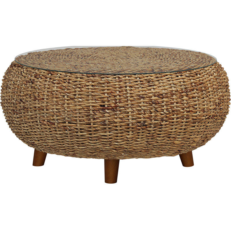 Anissa Glass Top Single Coffee Table, Natural
