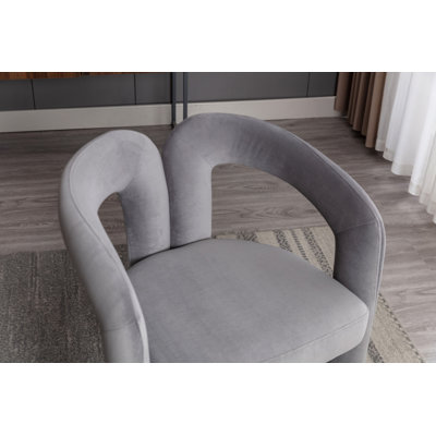 Ensemble de 2 fauteuils d'appoint / de salle à manger / de barils en tissu de velours de conception contemporaine