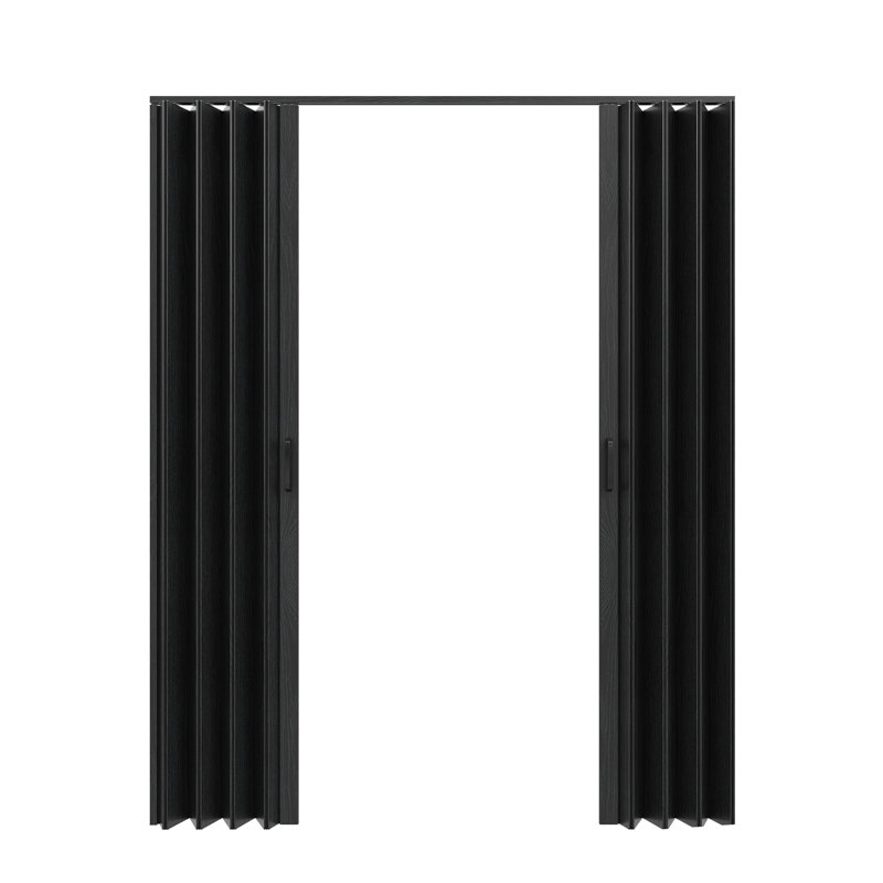Porte accordéon à panneaux en PVC / vinyle, 60 po x 80 po, Noir