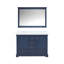 Meuble-lavabo double bleu marine 48 po X P 22 po D, plateau en marbre de Carrare et Miroir