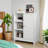 Bathroom Cabinet with 1 Cabinet, 3 Open Compartments and Adjustable Shelves