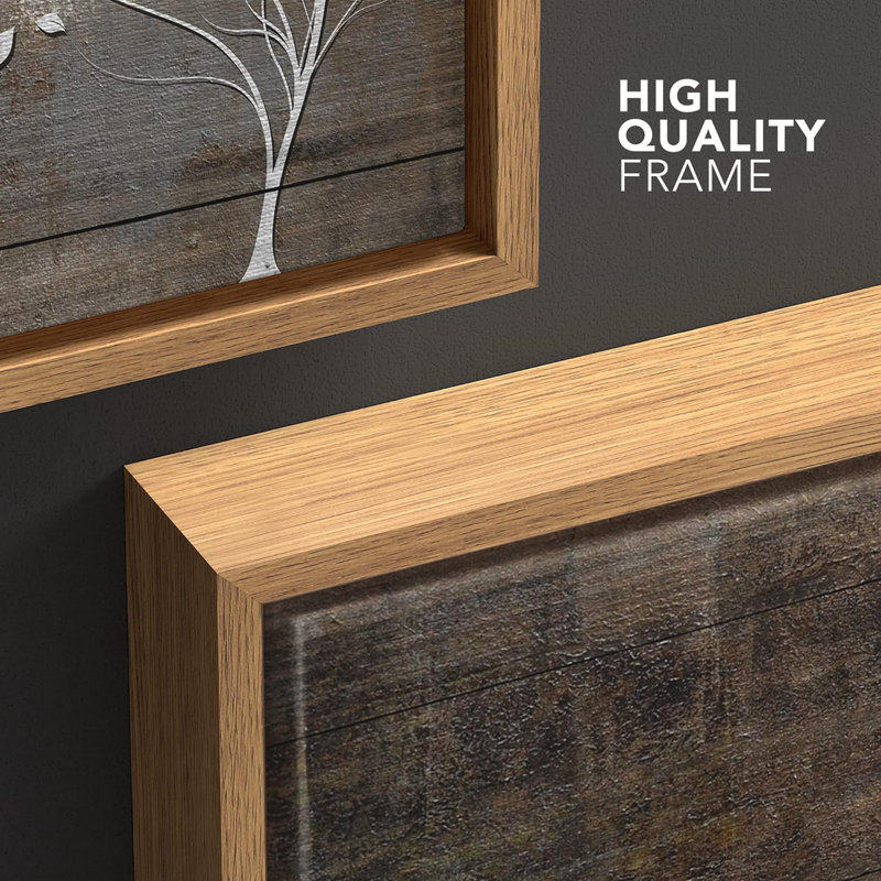 «Leaves Blown Away By Wind From Tree Wood Effect Rustic Large», reproduction d'art sur toile encadrée, H 16 po x l 24 po