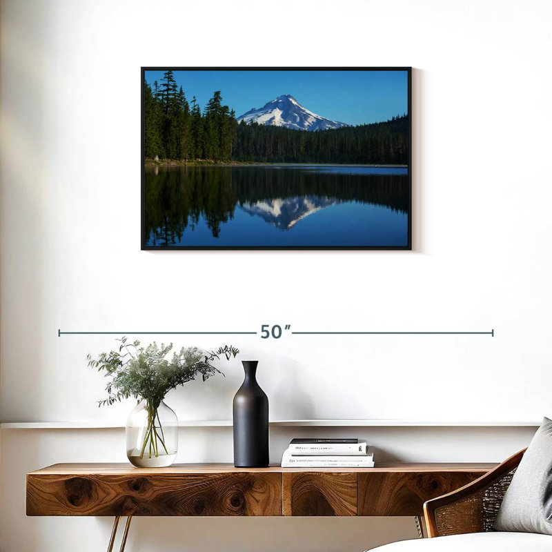 Mount Hood Reflection, 46" X 31", Floating Frame Black