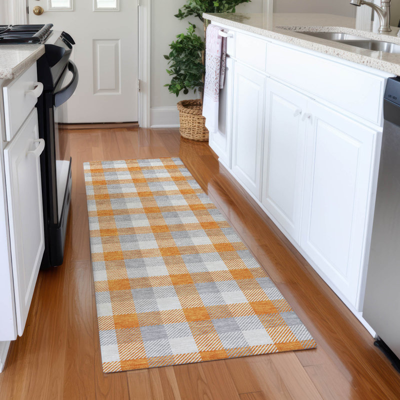 Premium Machine Washable Crumley AMF1053 Plaid Rug, Runner 2'3" x 7'6"