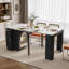 Table de salle à manger extensible avec 3 rallonges amovibles, table d'îlot mobile avec prise de courant, armoire avec rangement pour la salle à manger et le salon