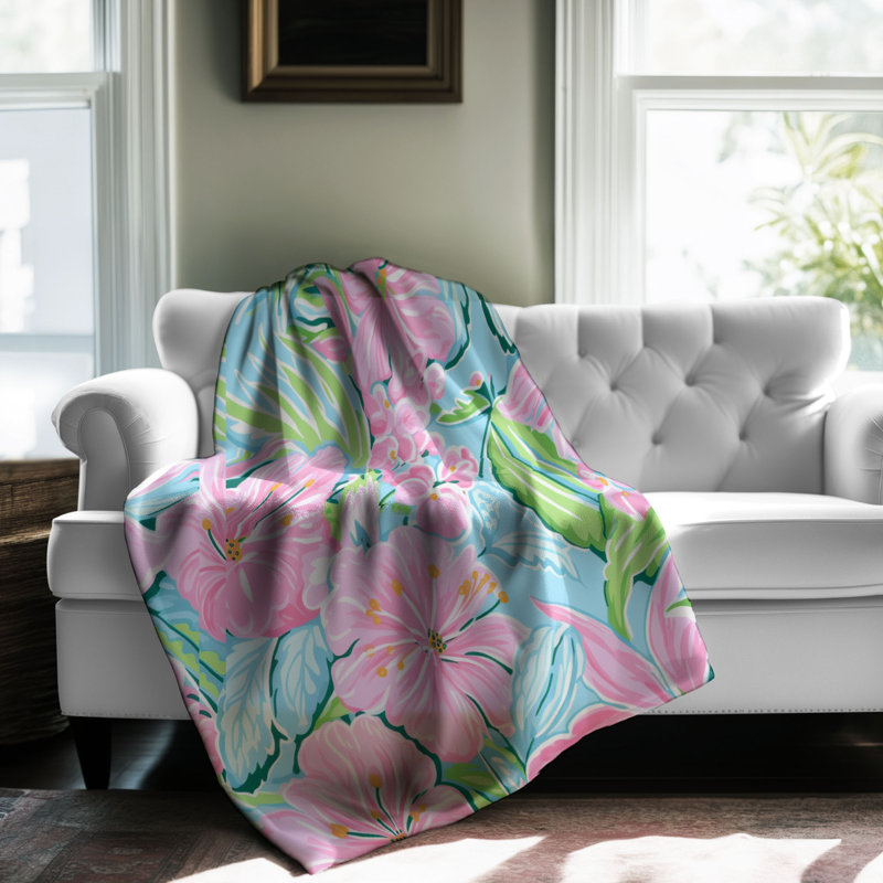 Motif de balise maritime - 1 pièce Sherpa Premium, L 50 po x L 60 po, Preppy Blossom Designs